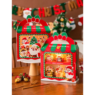 Caixa de embalagem de Cupcake de natal 6 peças janela feriado dos desenhos animados caixa de presente cozimento Muffin c