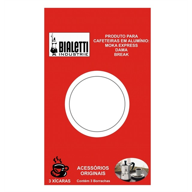 Cartela com 3 Borrachas - Cafeteira 3 Xícaras