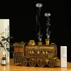 Difusor Aromatizador Ultrassônico Trem Vintage 300ml com Controle Remoto, Luz LED, Névoa e Timer