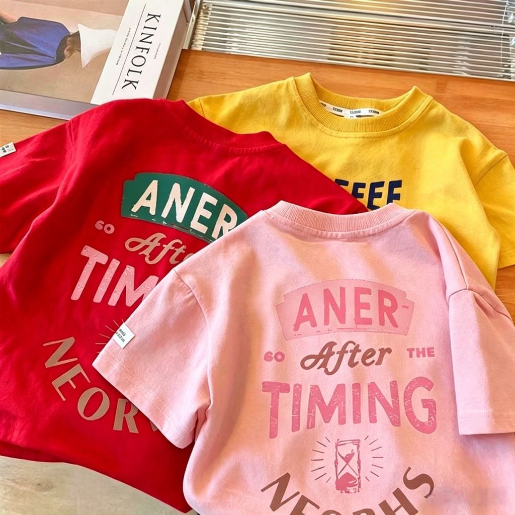 Camiseta de manga curta de algodão novos meninos verão topos crianças bebê fino meia manga coreano solto t