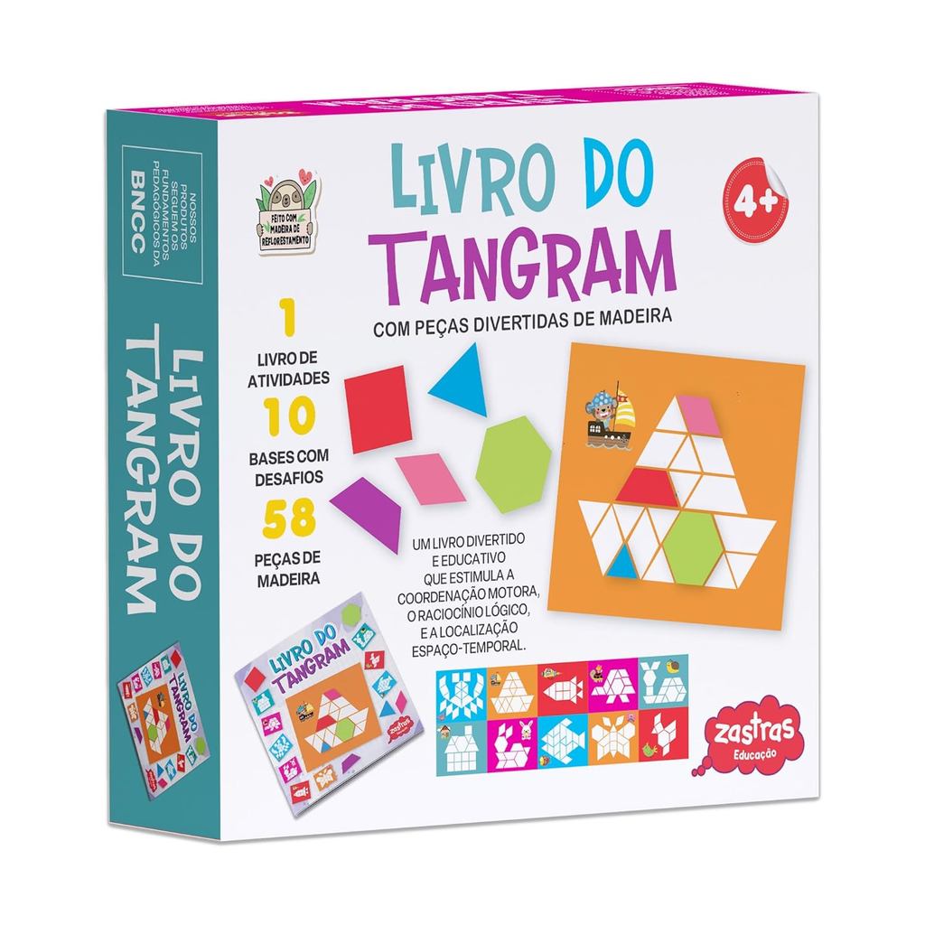 Livro do Tangram Com Peças De Madeira - Ed. Zastras