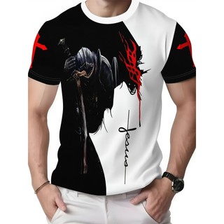 Camiseta masculina digital de manga curta com impressão digital 3D masculina Casual impressão de manga curta @