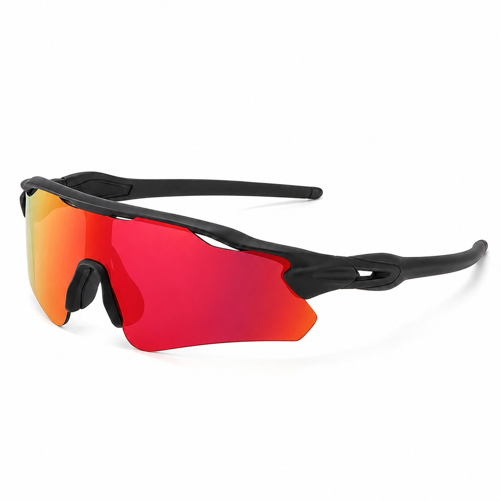 Óculos Esportivos UV400 Ciclista Lente Espelhada Vermelha para Ciclismo Corrida Bike Moto Pesca Beach Tennis Trilhas Sol