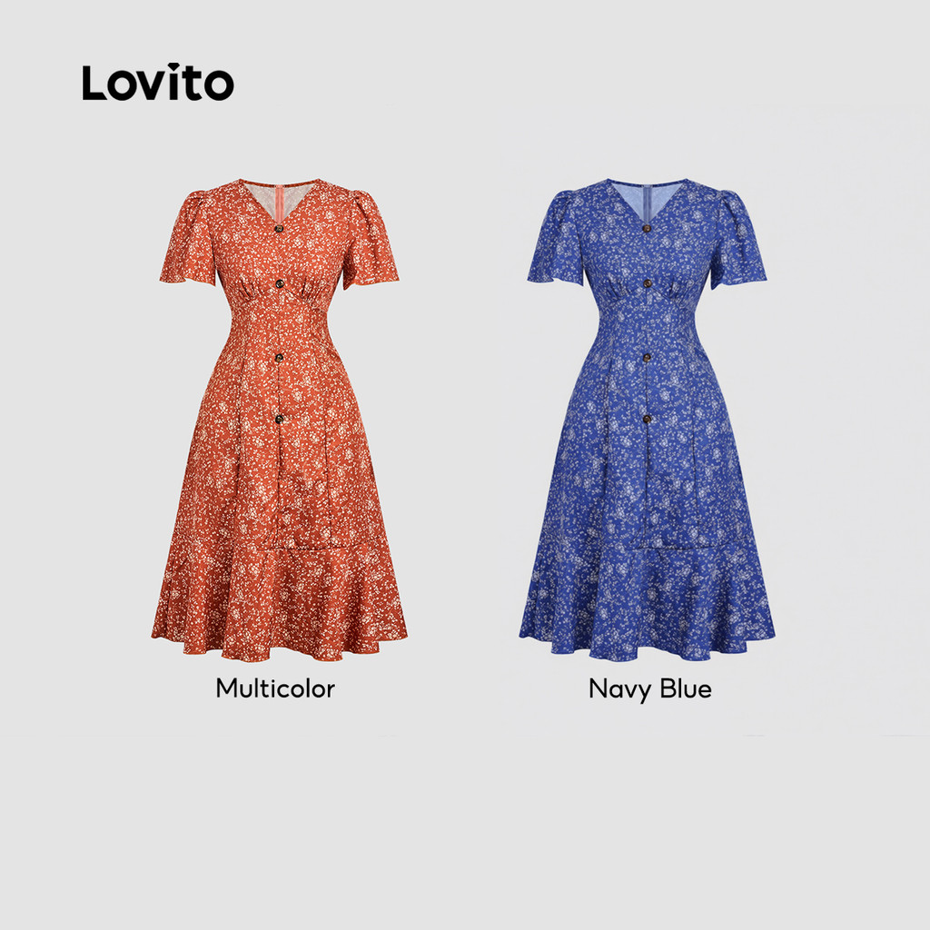 Lovito Vestido Férias Floral Leve Primavera Verão Feminino L165ED1557