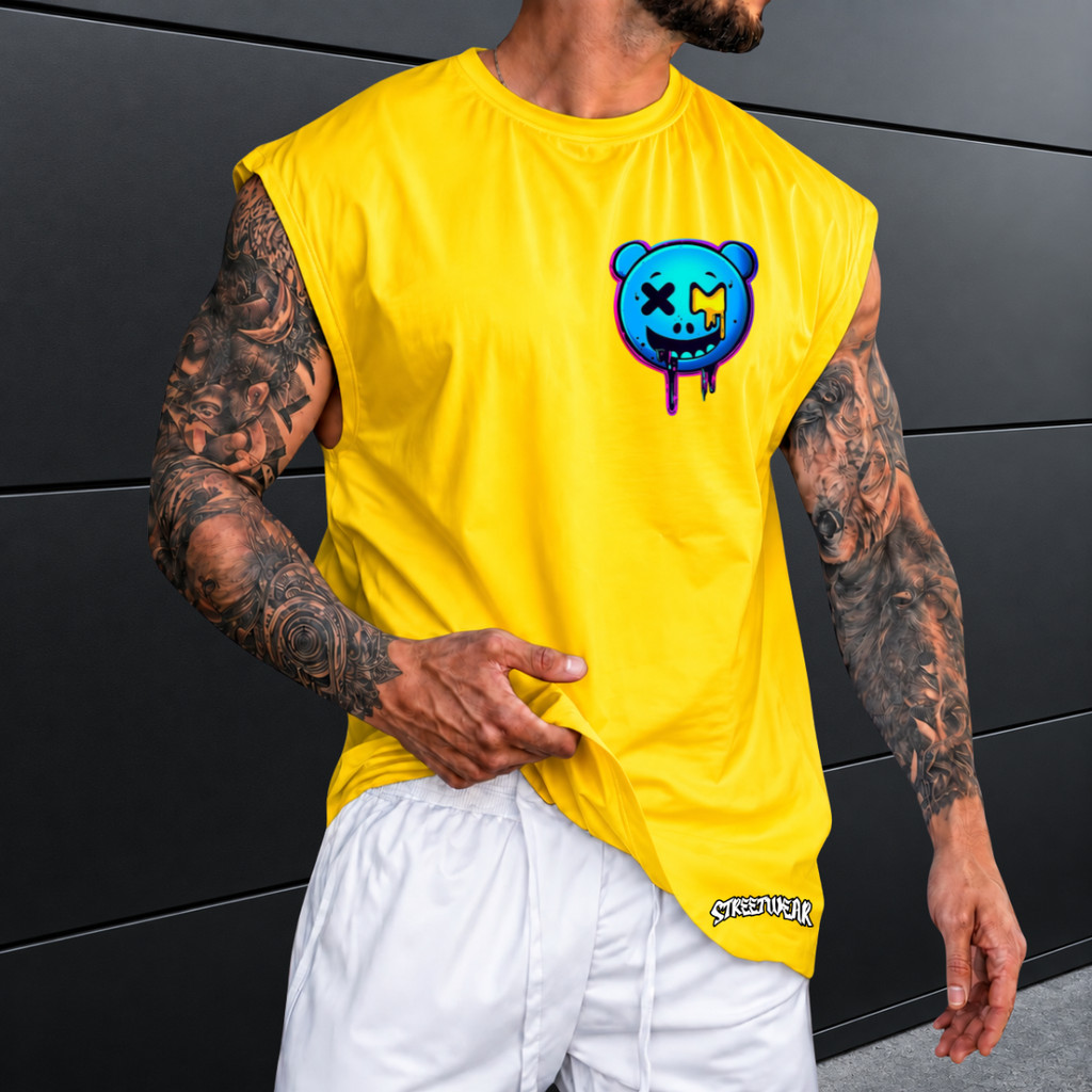 Regata Machão Oversized 100% Algodão Camiseta Cavada Musculação Streetwear Treino Praia Academia