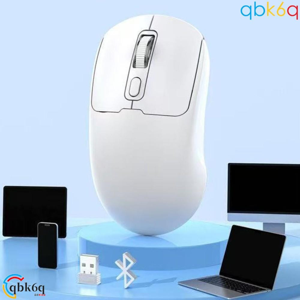 QBK6Q 2.4G Cordless Mouse, Dual-Mode Portable Laptop Wireless Mouse, Optical Cordless Mice Mute Rechargeable 10M