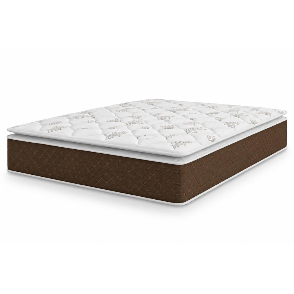 Colchão Casal Queen Molas Ensacadas Pillow Top Martino 158x198x25cm Marrom/Branco Umaflex - Suporta