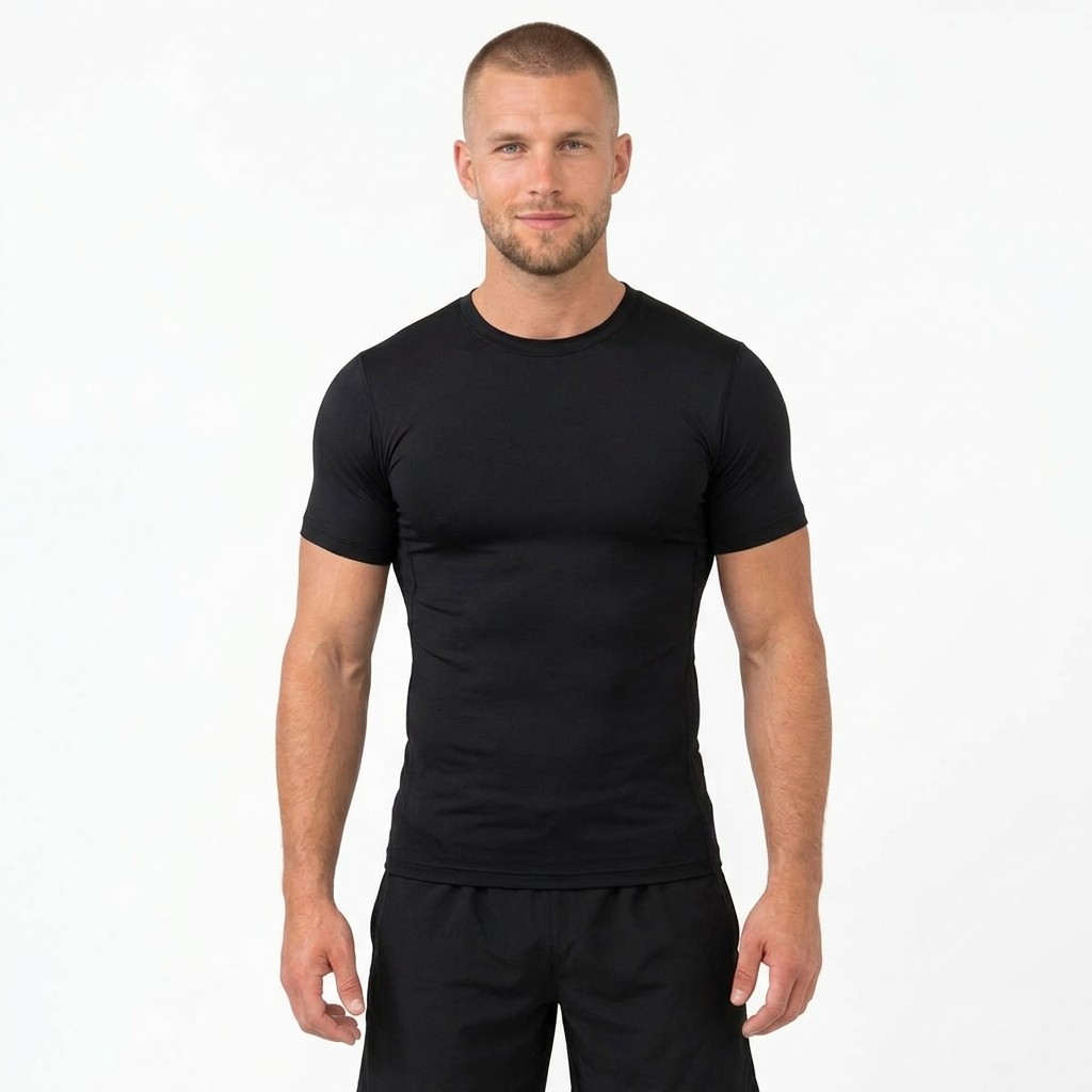Camiseta Masculina Manga Curtam Compressão Proteção Uv 50+ Blusa Academia Esportes Corrida