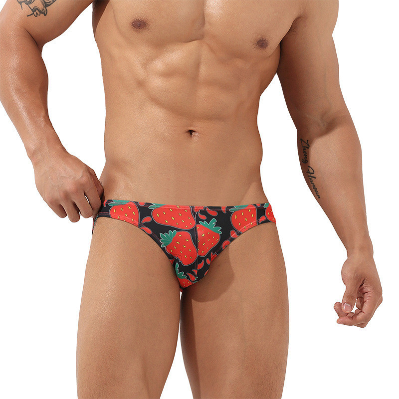 Nova roupa íntima masculina estampada triangular de cintura baixa