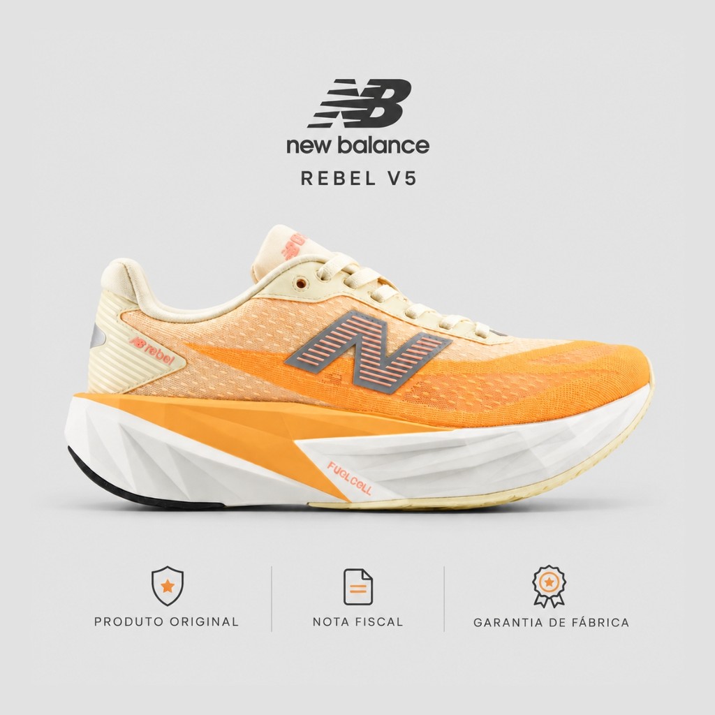 Tênis New Balance Fuelcell Rebel V5 Corrida Feminino Laranja — imagem 2 de 2