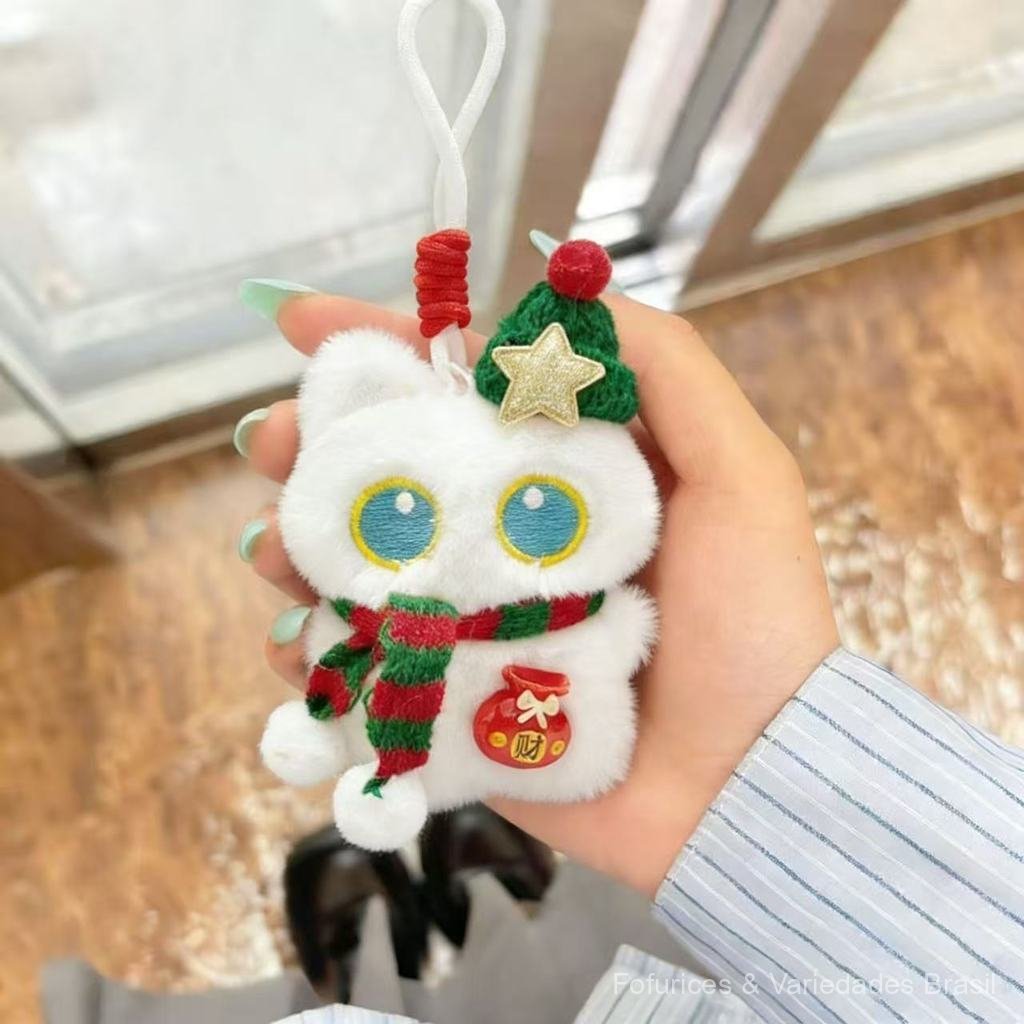 Chaveiro fofo detop, pelinho, gatinho de olhos grandes, boneco de peluche, top, para casais, Natal, gato preto, novo mod