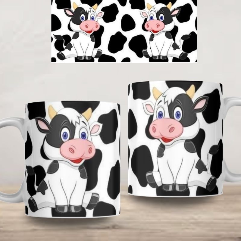 Caneca Personalizada Vaquinha Mimosa Xícara 325ml Branca Cerâmica Porcelana Presente Lembrança