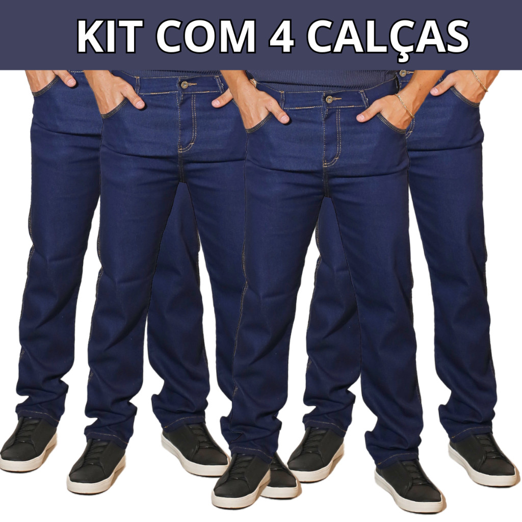 Kit 4 Calças Jeans Masculina Trabalho/Passeio Elastano Lycra Direto Da Fábrica