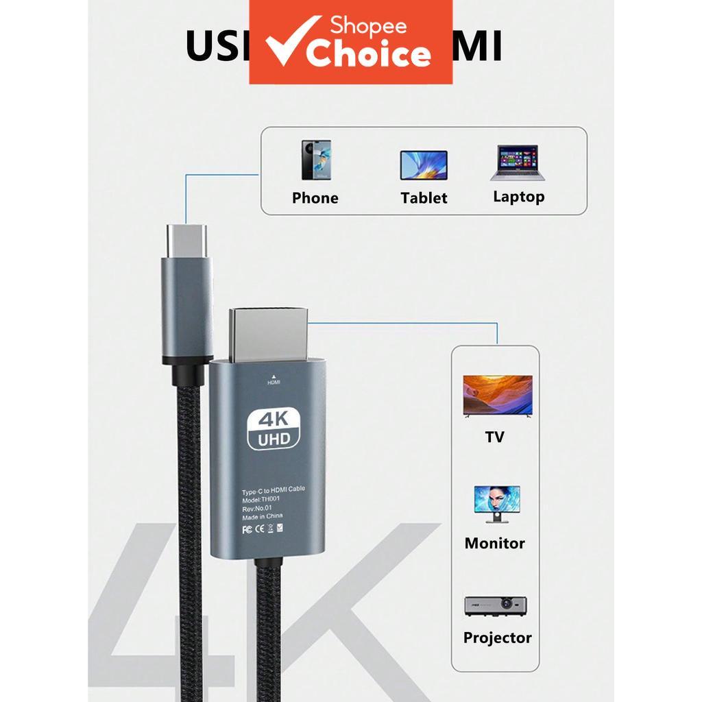 Cabo Adaptador USB Tipo C para HDMI, Cabo USB C para HDMI, Plug and Play, para Smartphones e Tablets, Elite Pro