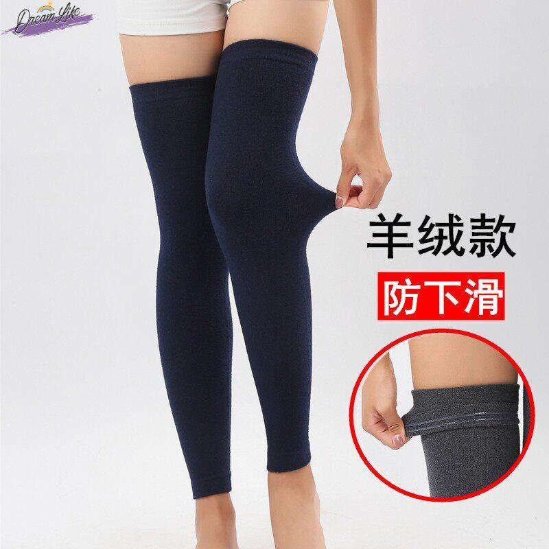 Leggings de caxemira acima do joelho meias de lã joelheiras estendidas estilo grosso quente velho pernas frias calças ma