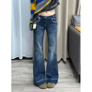 Calças de brim azuis lavadas femininas primavera verão 2026 novo estilo mais magro olhar All-Match quente menina alta el