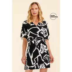 Vestido Curto Feminino Corais Marialícia Preto