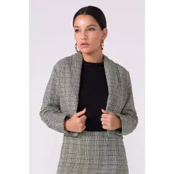 Casaco Feminino Tweed Xadrez Marialícia Preto