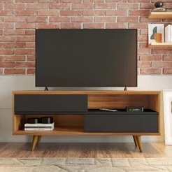 Rack para TV até 50 Polegadas 135,6cm 2 Portas Nt 1180 Marrom Freijó Trend/Preto TX