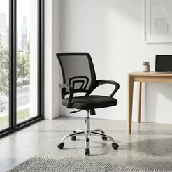 Cadeira Escritorio Giratória Tela Mesh Office Preto Preto