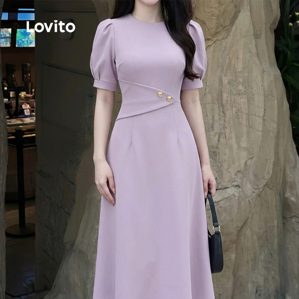 Lovito Vestido Assimétrico Elegante Primavera/verão Roxo para Mulheres LK4ED812 · foto 2