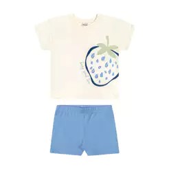 Conjunto Infantil Menina Morango Lantejoulas Elian Bege