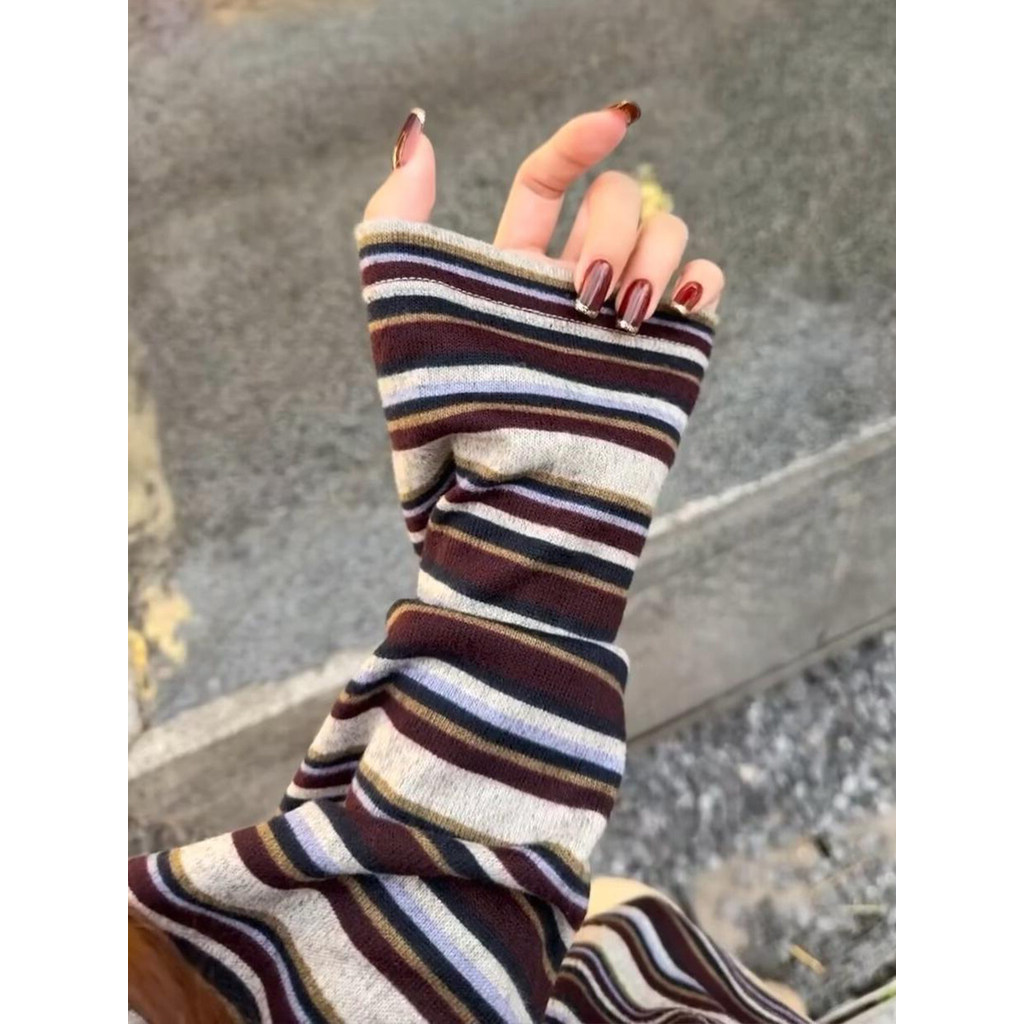 Início do outono Retro listrado de manga comprida camiseta feminina outono inverno 2026 novo estilo solto preguiçoso em 