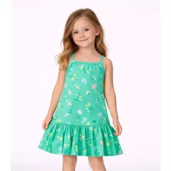 Vestido Infantil Com Alças E Babado Select Verde