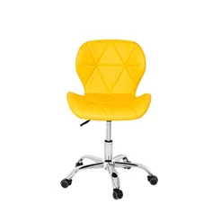 Cadeira de Escritório com Base Giratória Estofada Slim Vegas Amarelo Amarelo