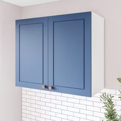 Armário Aéreo 2 Portas 80 cm Pérola Yescasa Azul/Branco Branco/Azul