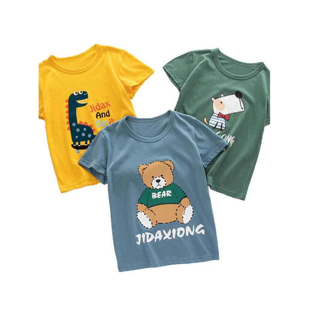 Novo estilo de algodão puro infantil camiseta de manga curta verão crianças verão versão coreana médio pequeno camiseta 