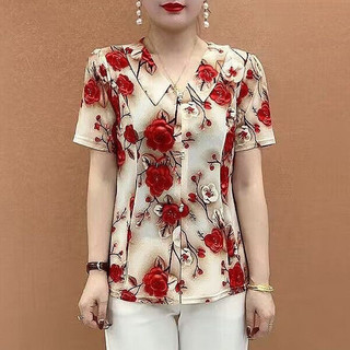 Blusa colorida, modelo plus size, estilo coreano, casual, com estampa floral, camisa de manga curta, UHJY.