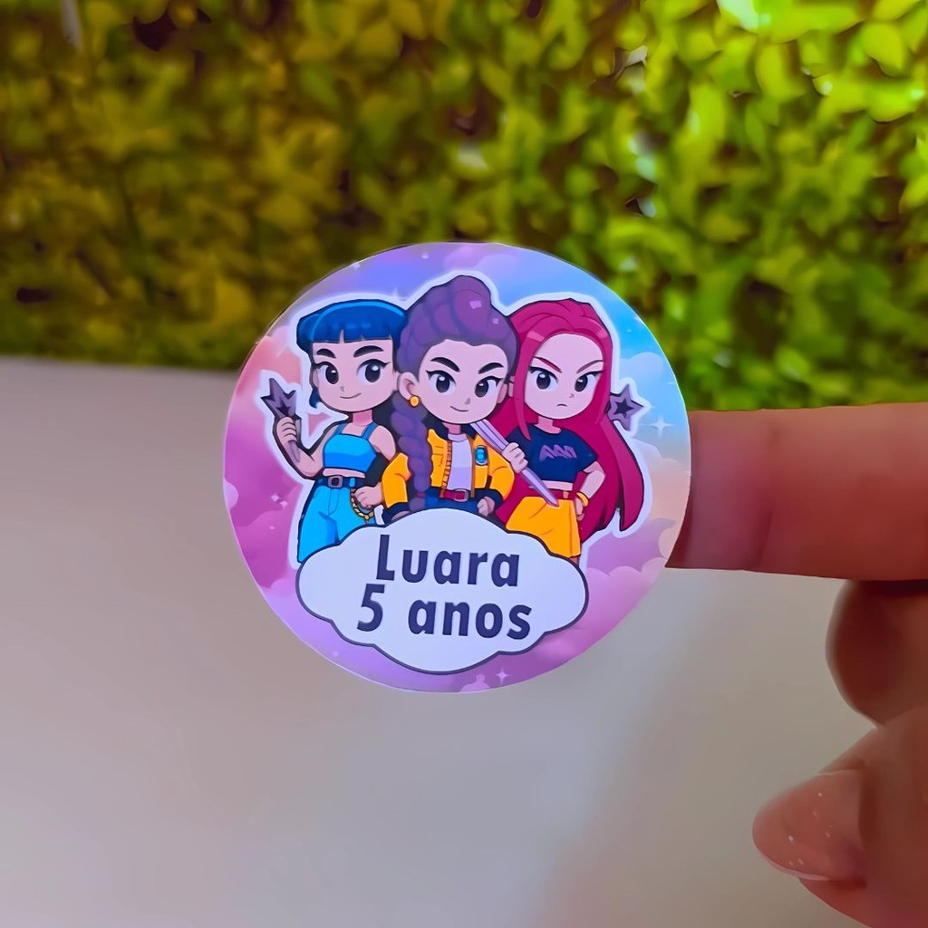 Adesivos 5x5 Guerreiras do K-Pop  Personalizados-Etiquetas-Aniversário-Lembrancinhas- Adesivos Para Tubetes-Latinhas