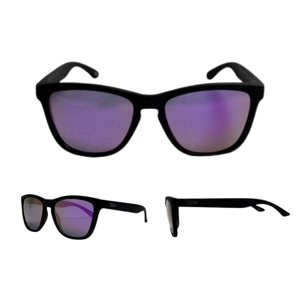 Yopp Clássico Purple Velvet Óculos 100% Polarizados Proteção UV400 Lente Roxa Espelhada Armação Preta Casual