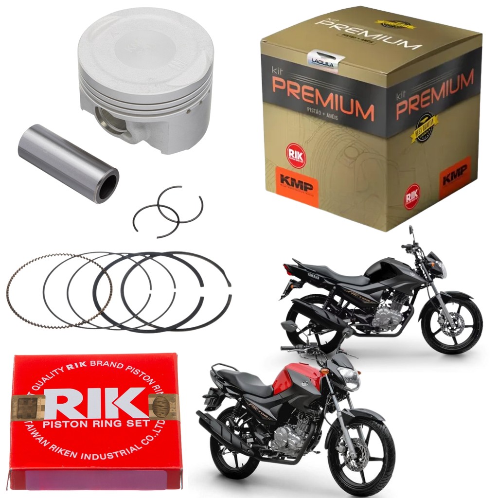 KIT PISTÃO KMP PREMIUM ANEL RIK 0.50 YAMAHA YBR FACTOR 125 2017-2024