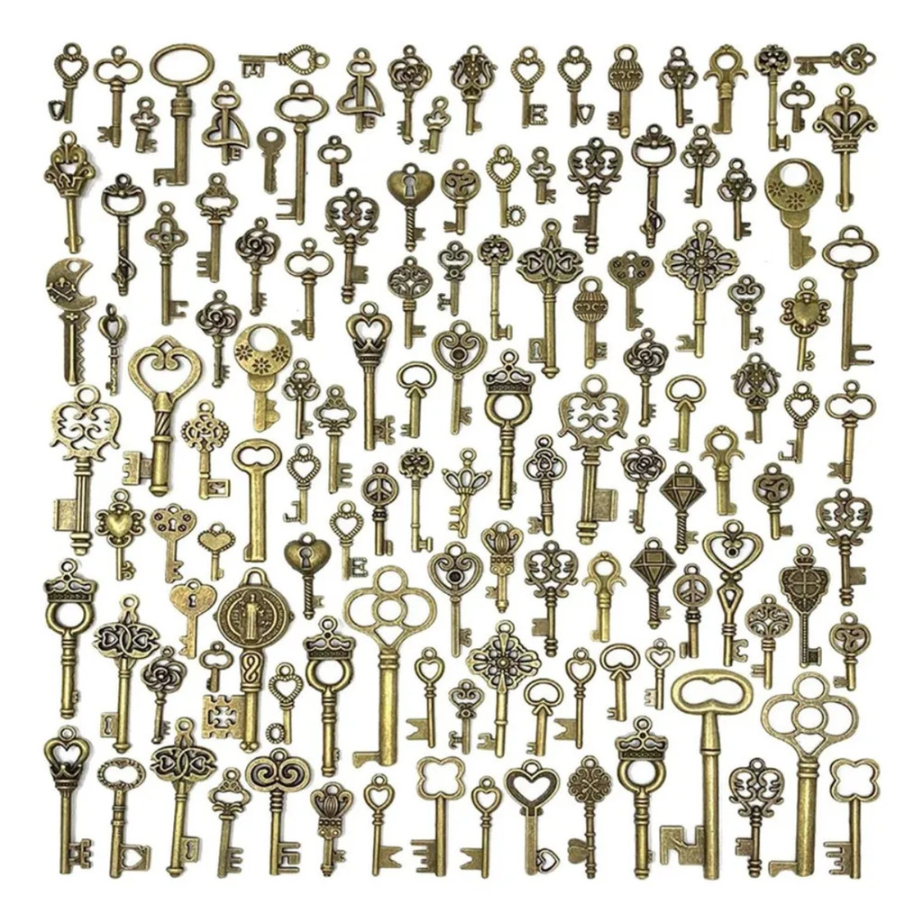 Kit Mini Chaves Vintage 40 Peças Artesanato E Lembrancinhas Decorativas Dourado Níquel