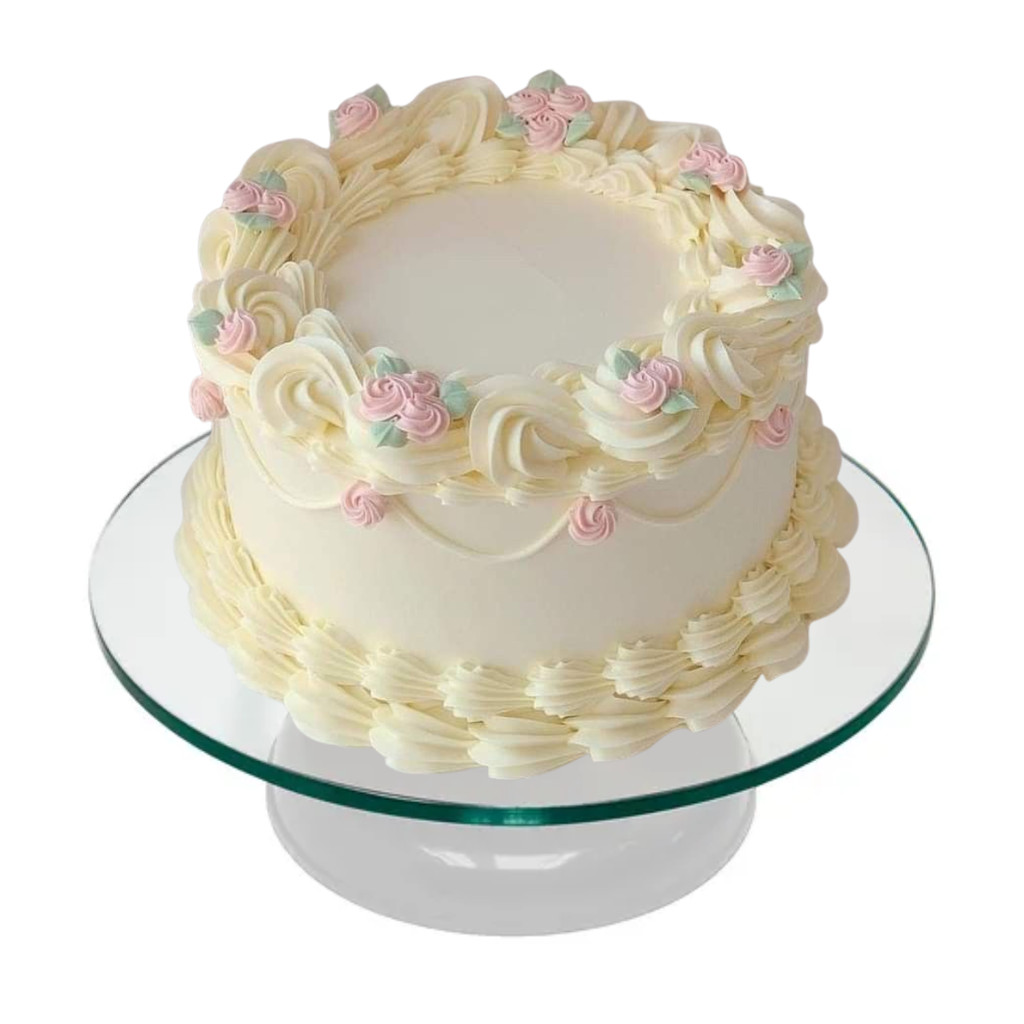 Bailarina Para Bolo Giratória De Vidro Profissional Boleira Suporte Branco Base Lisa Vidro Temperado
