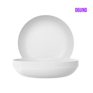 kit jogo Conjunto 6 Pratos Fundos Blanc Nadir Opaline 22cm em Oferta na Shopee