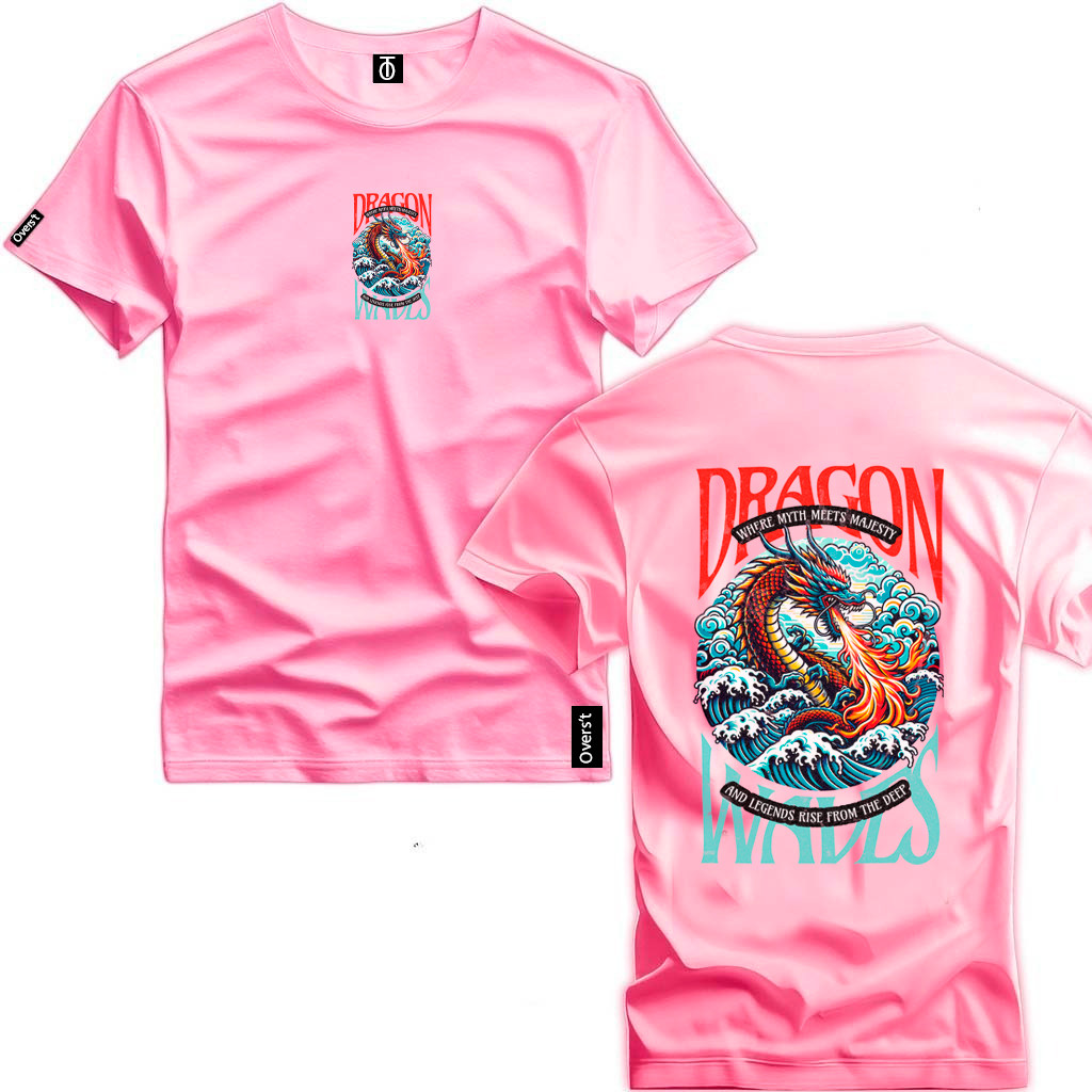 Camisa Estampada Dragão Waves Moda Masculina 100% Algodão Top Verão Style Camisa Básica Cores Variadas