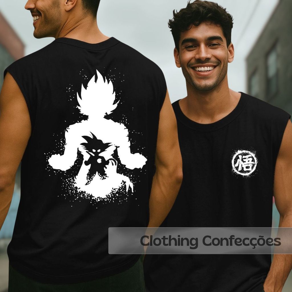 Camiseta Regata Cavada Oversized Goku Ball Z Personagem Mangá Dragon Vintage