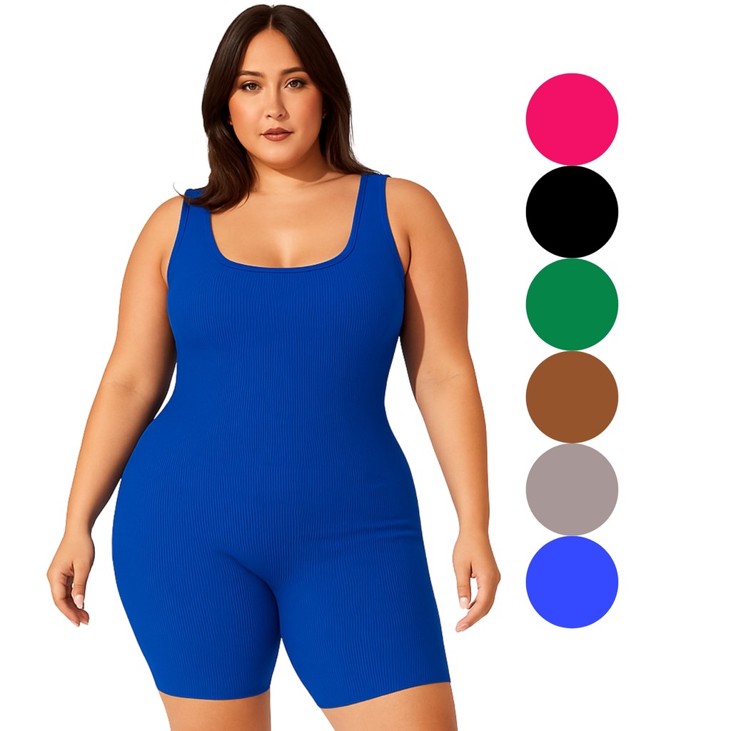 Macaquinho Plus Size G ao G3 Canelado Feminino Tamanho Grande | Look Pronto Eatilo Pinterest Confortável em Oferta na Shopee