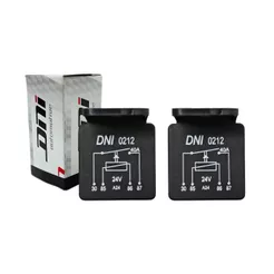 Par 2 Rele Auxiliar Universal 40a 24v Com Suporte 4 Terminais Uso Geral Caminhões e Onibus DNI 0212