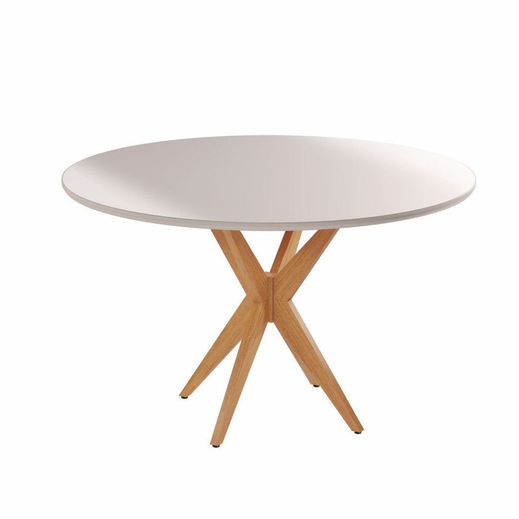 Mesa Simpatia Candian 108cm Redonda com Vidro Cinamomo/Off White em Oferta na Shopee