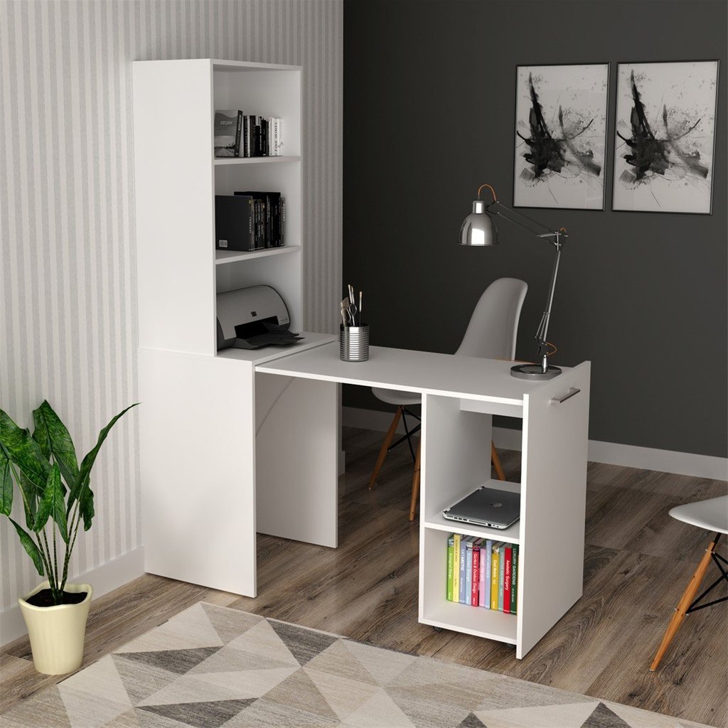 Armário com Mesa Retrátil ME4171 Tecnomobili Branco em Oferta na Shopee