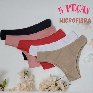 Kit 5 Calcinhas Tanga Feminina Microfibra Conforto Básica Dia a Dia com Forro de Algodão em Oferta na Shopee