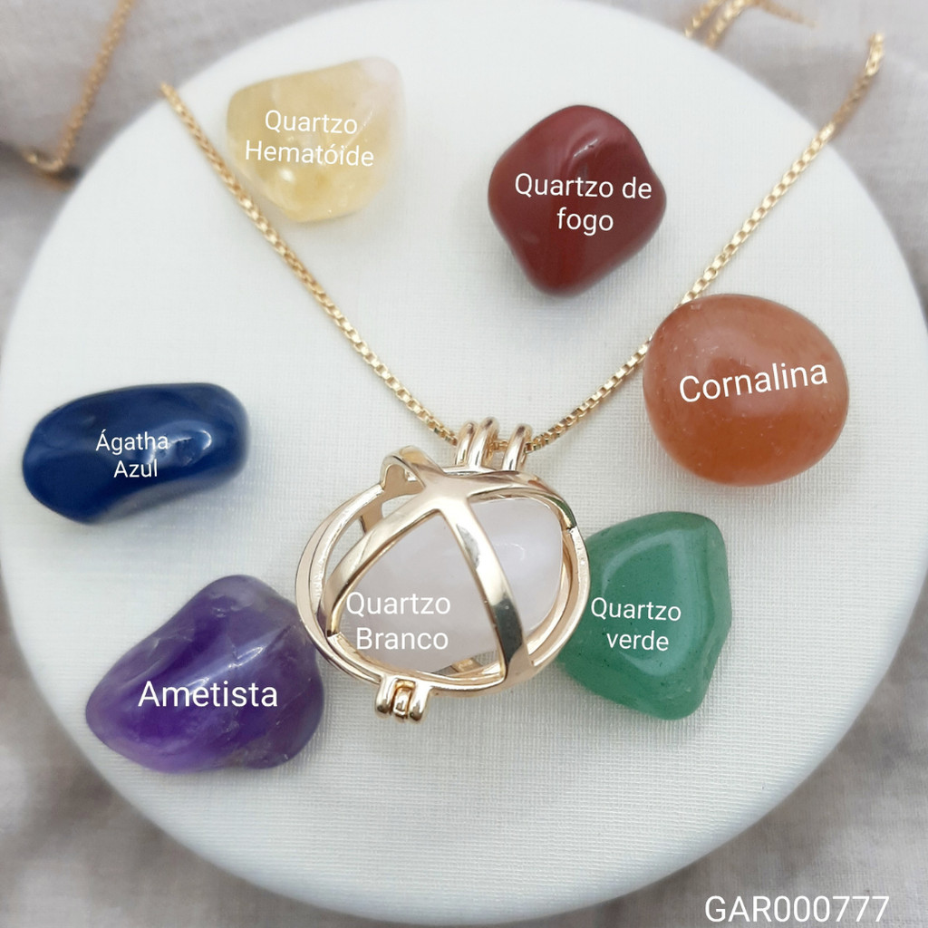 Colar Veneziana pingente esfera para Pedra Semijoia