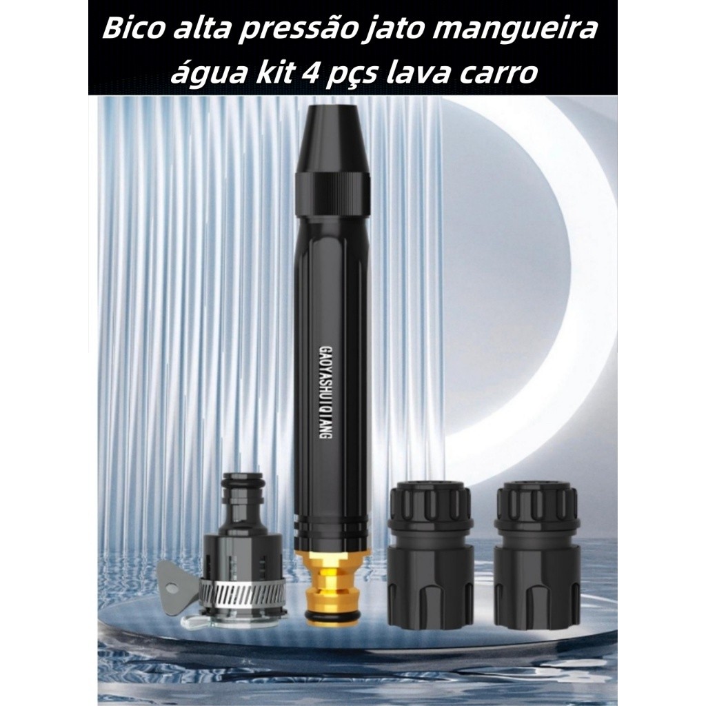 Esguicho Bocal De Mangueira Regar Jardim Pistola Spray Água Alta Pressão Bico Limpeza Quintal Pistola