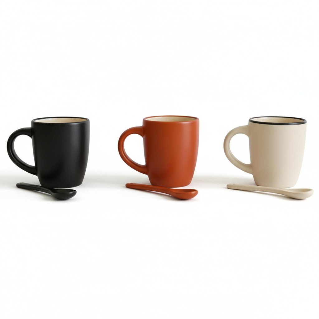 Caneca de Cerâmica com Colher 90ml Café Chá Cappuccino Presente Exclusivo Criativo Design Moderno em Oferta na Shopee