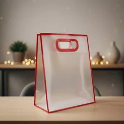 Sacola Transparente Fosca Pvc Alça Plana Vermelho - 27x21x11cm - 12 unidades - Rizzo
