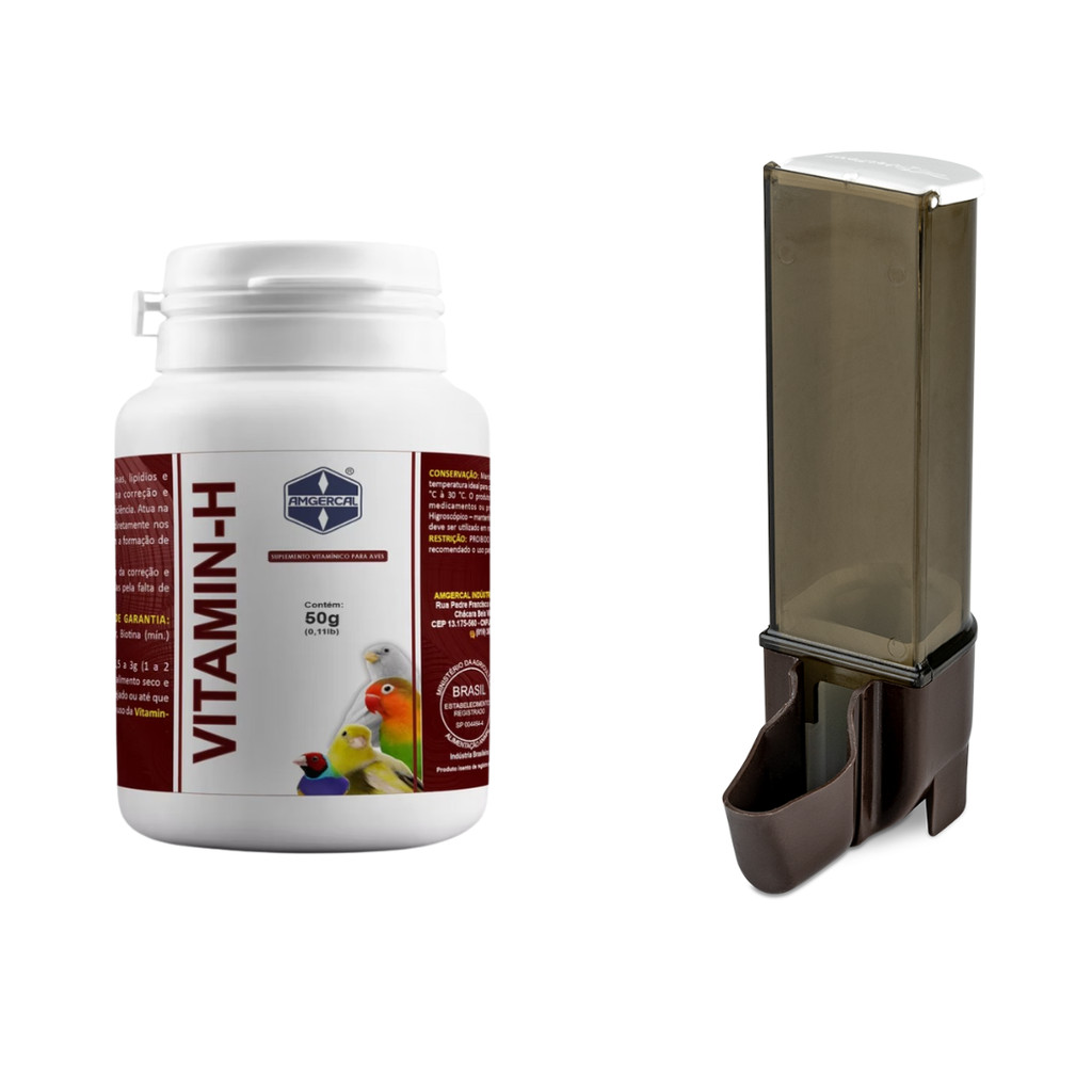 Vitamin H Amgercal (50g) + Comedouro Automático Sertão Âmbar Malha Fina (100ml)